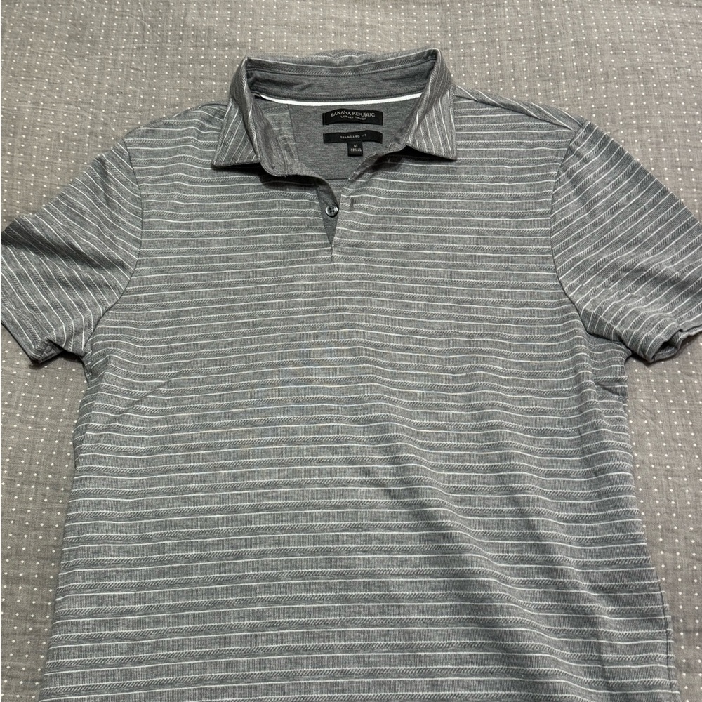 Men's Gray Striped Polo Shirt
